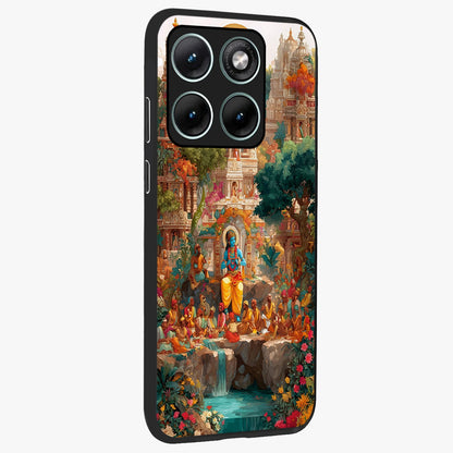 Sacred Sunlight Gods Glass Case upright view showcasing glowing divine artwork with sacred mythological theme.
