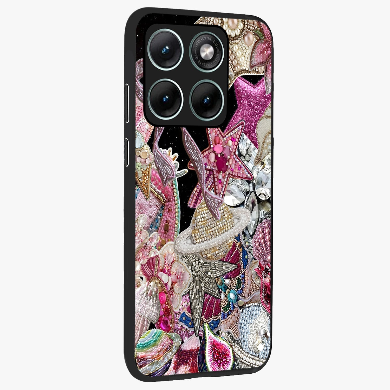 Starlit Jewel Dream Glass Case upright view showcasing radiant star inspired artwork with magical night theme.