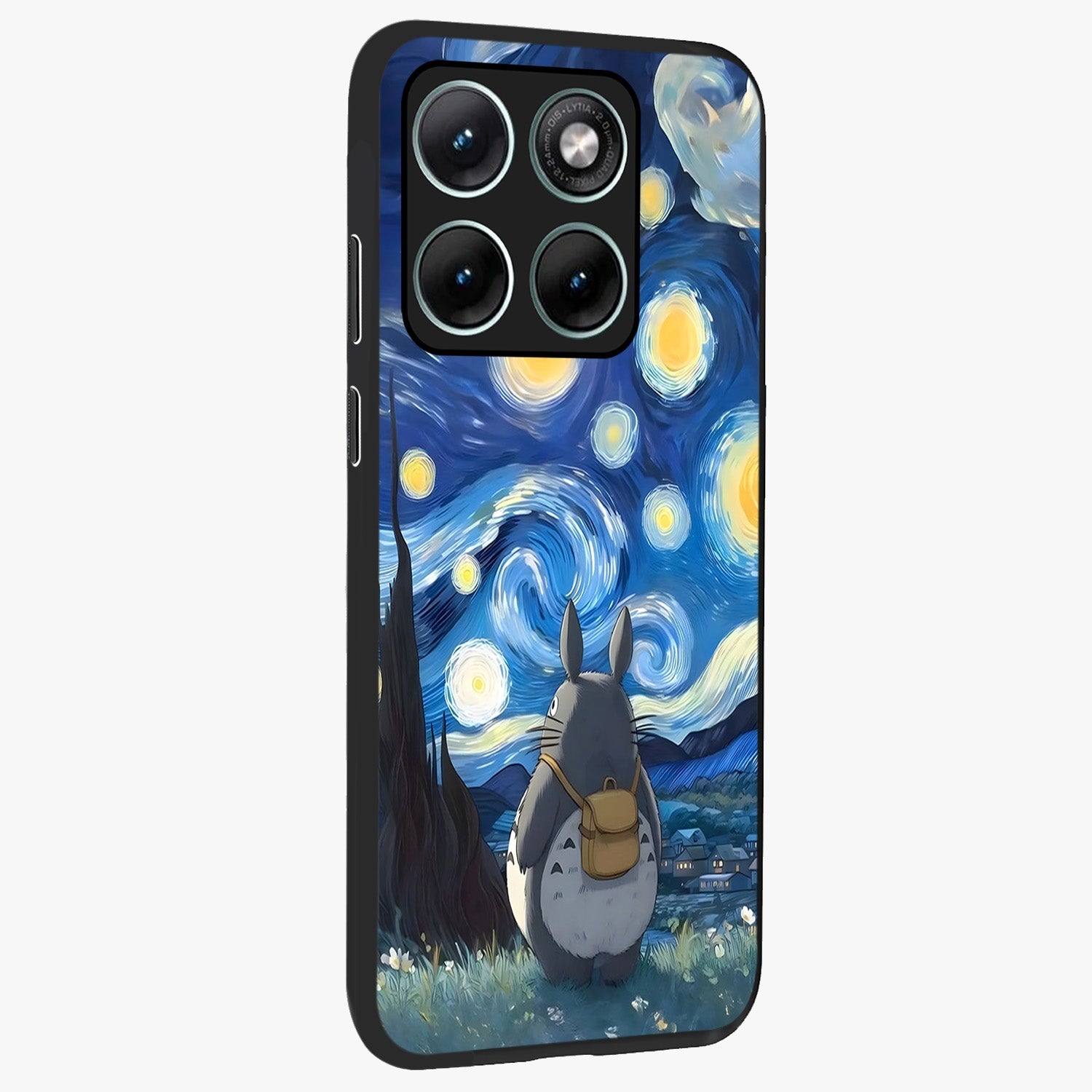 Totoro In Van Gogh Art Glass Case upright view showcasing creative character artwork with painterly artistic theme.