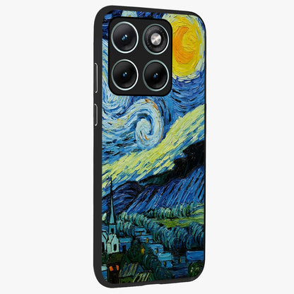 Van Gogh Art Glass Case upright view showcasing expressive painting style artwork with timeless artistic theme.