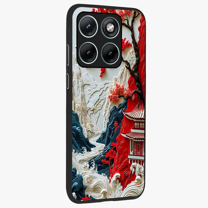 Whispers Of Sakura Waves Glass Case upright view showcasing delicate cherry blossom artwork with elegant nature theme.
