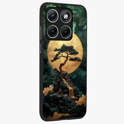 Zen Moon Rise Glass Case upright view showcasing serene moon artwork with tranquil night theme.