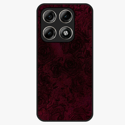 Crimson Fade Flow Glass Case showing flat back view with flowing crimson gradient artwork and glossy glass finish.