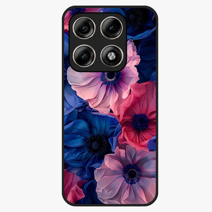 Flower Paper Art Pattern Glass Case showing flat back view with paper cut style floral artwork and glossy glass finish.