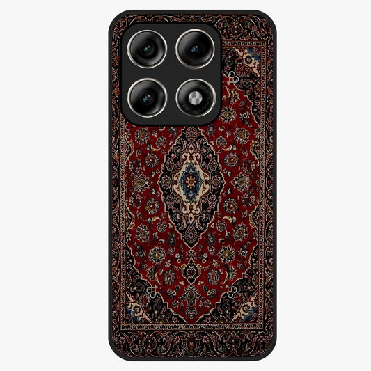 Heritage Carpet Royale Glass Case showing flat back view with ornate Persian carpet inspired pattern and glossy glass finish.