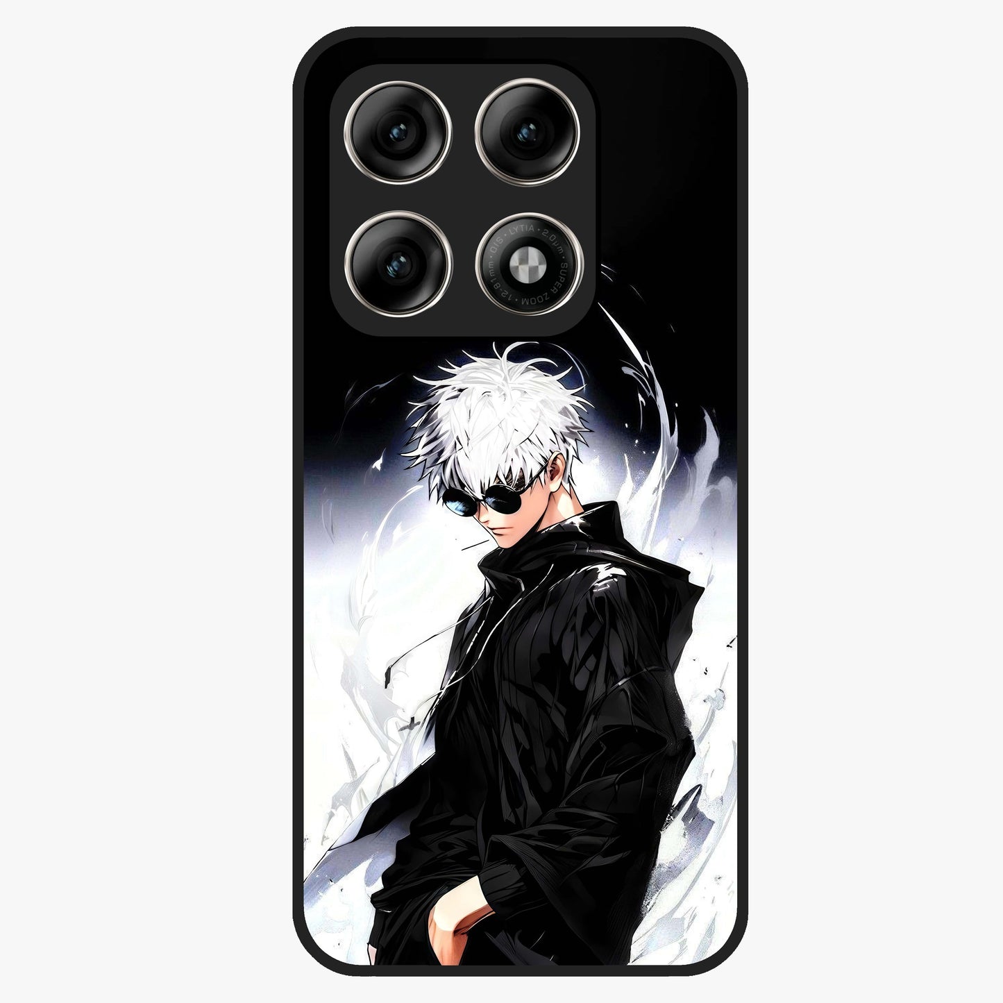 Limitless Shadow King Glass Case showing flat back view with powerful shadow warrior artwork and glossy glass finish.