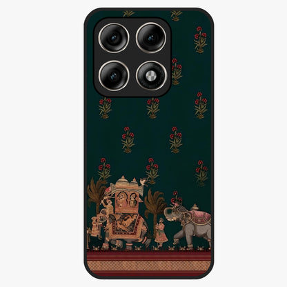 Macmerise Glass Case showing flat back view with stylish modern artwork and glossy glass finish.
