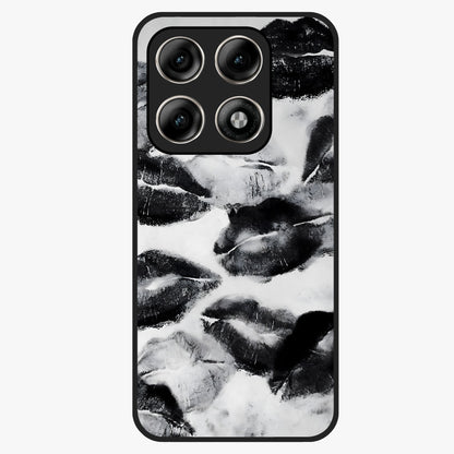 Midnight Kiss Marks Glass Case showing flat back view with lipstick kiss mark artwork and glossy glass finish.