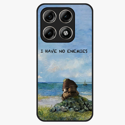 Peace Beyond War Glass Case showing flat back view with symbolic peace themed artwork and glossy glass finish.