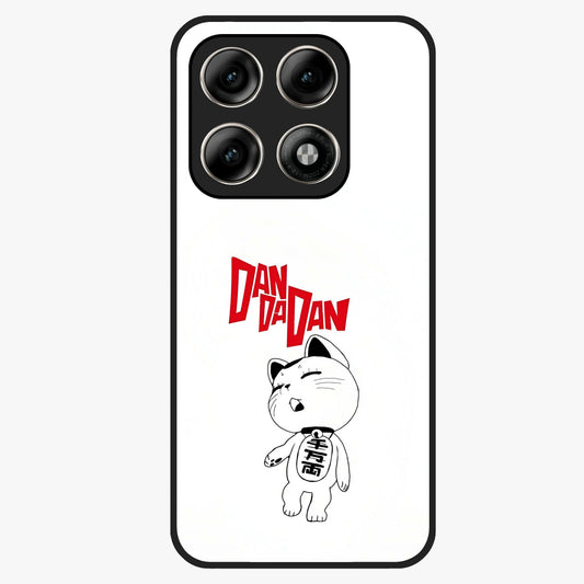 Playful Spirit Charm Glass Case showing flat back view with cheerful charm themed artwork and glossy glass finish.