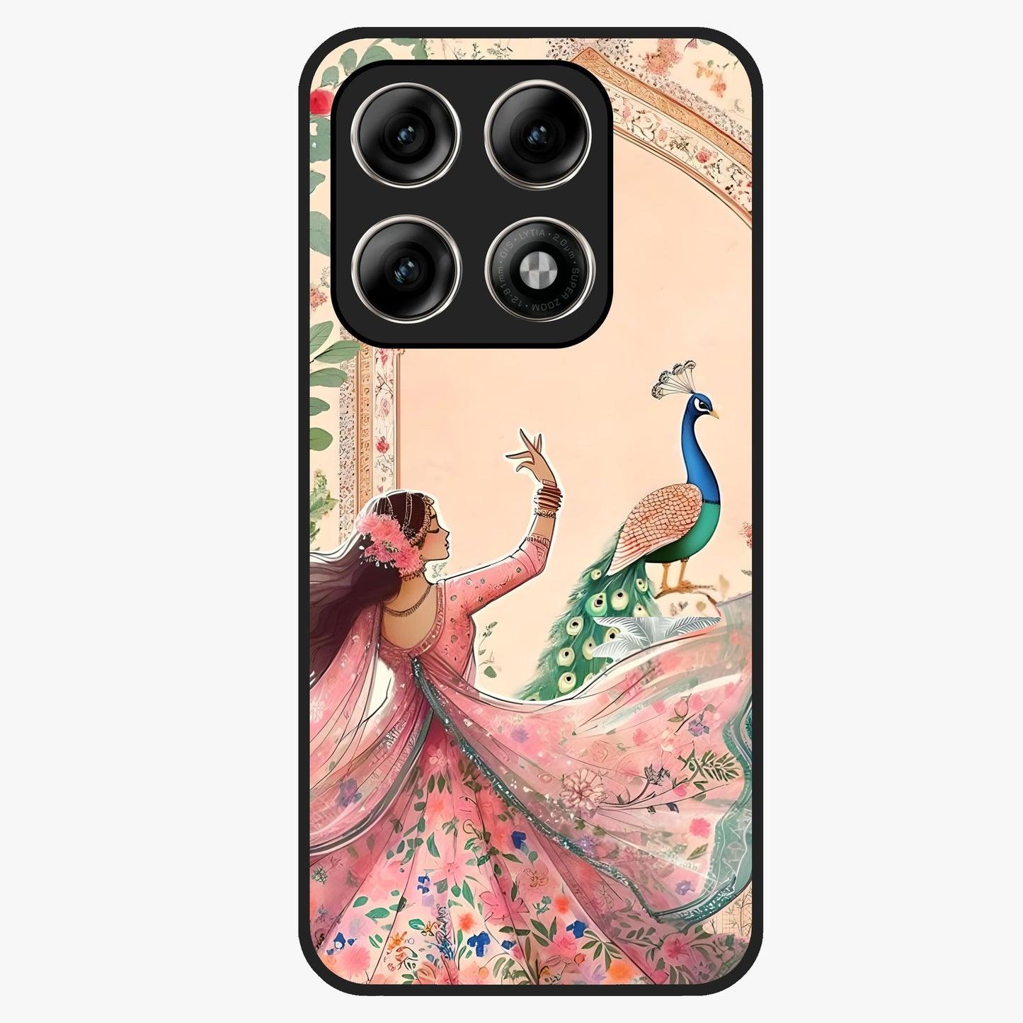 Royal Grace Muse Glass Case showing flat back view with elegant artistic artwork and glossy glass finish.