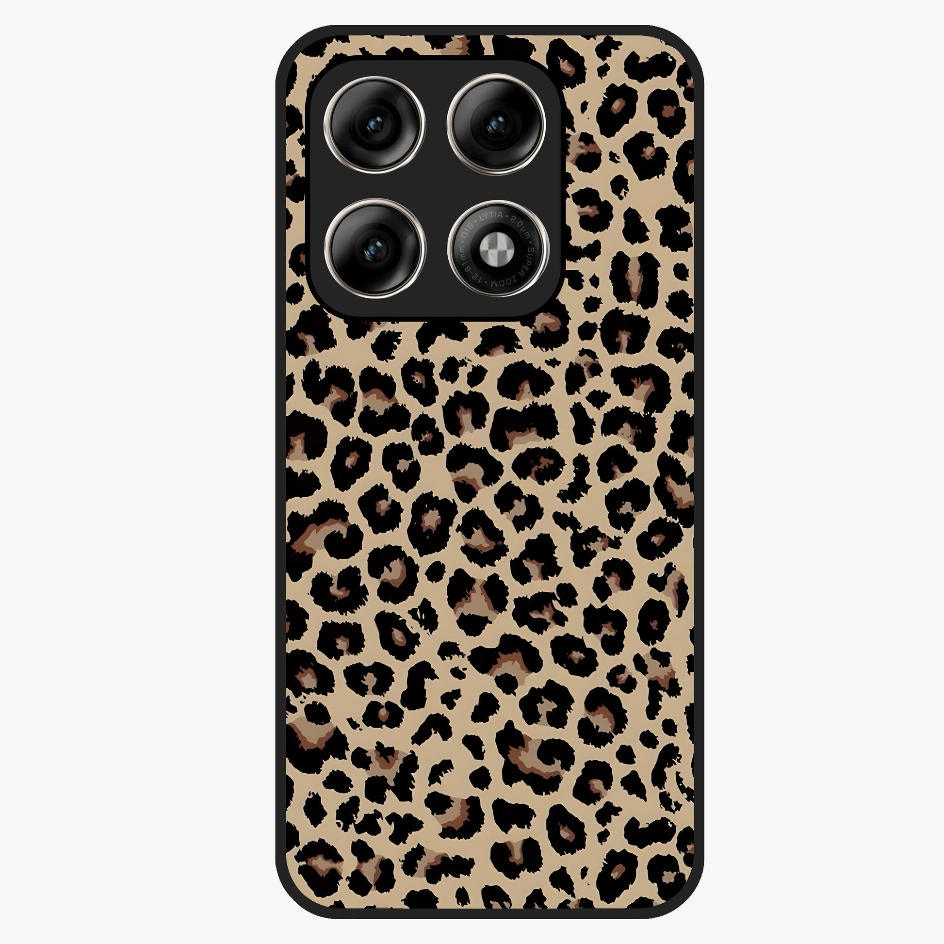 Savage Chic Pattern Glass Case showing flat back view with stylish patterned artwork and glossy glass finish.