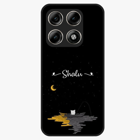 Silent Night Row Glass Case showing flat back view with calm night themed artwork and glossy glass finish.