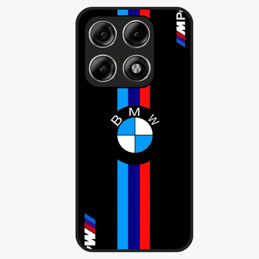 Turbo BMW Beast Glass Case showing flat back view with high performance sports car artwork and glossy glass finish.