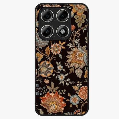 Vintage Floral Dream Glass Case showing flat back view with classic floral artwork and glossy glass finish.
