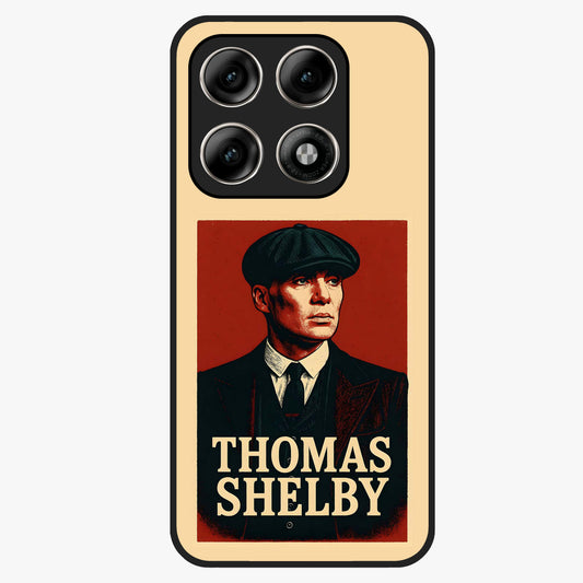 Vintage Mafia Authority Glass Case showing flat back view with bold vintage mafia inspired artwork and glossy glass finish.