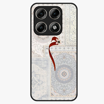 White Aesthetic Bow Glass Case showing flat back view with minimal bow artwork and glossy glass finish.