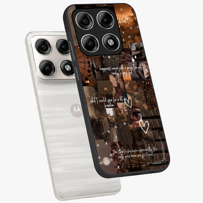 Bittersweet Aesthetic Chaos Glass Case displayed in angled mockup highlighting expressive abstract artwork and edgy aesthetic theme.