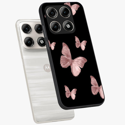Butterfly Pattern Glass Case displayed in angled mockup highlighting delicate butterfly design and aesthetic pattern style.
