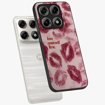 Crimson Kiss Love Glass Case displayed in angled mockup highlighting bold love inspired design with modern aesthetic style.