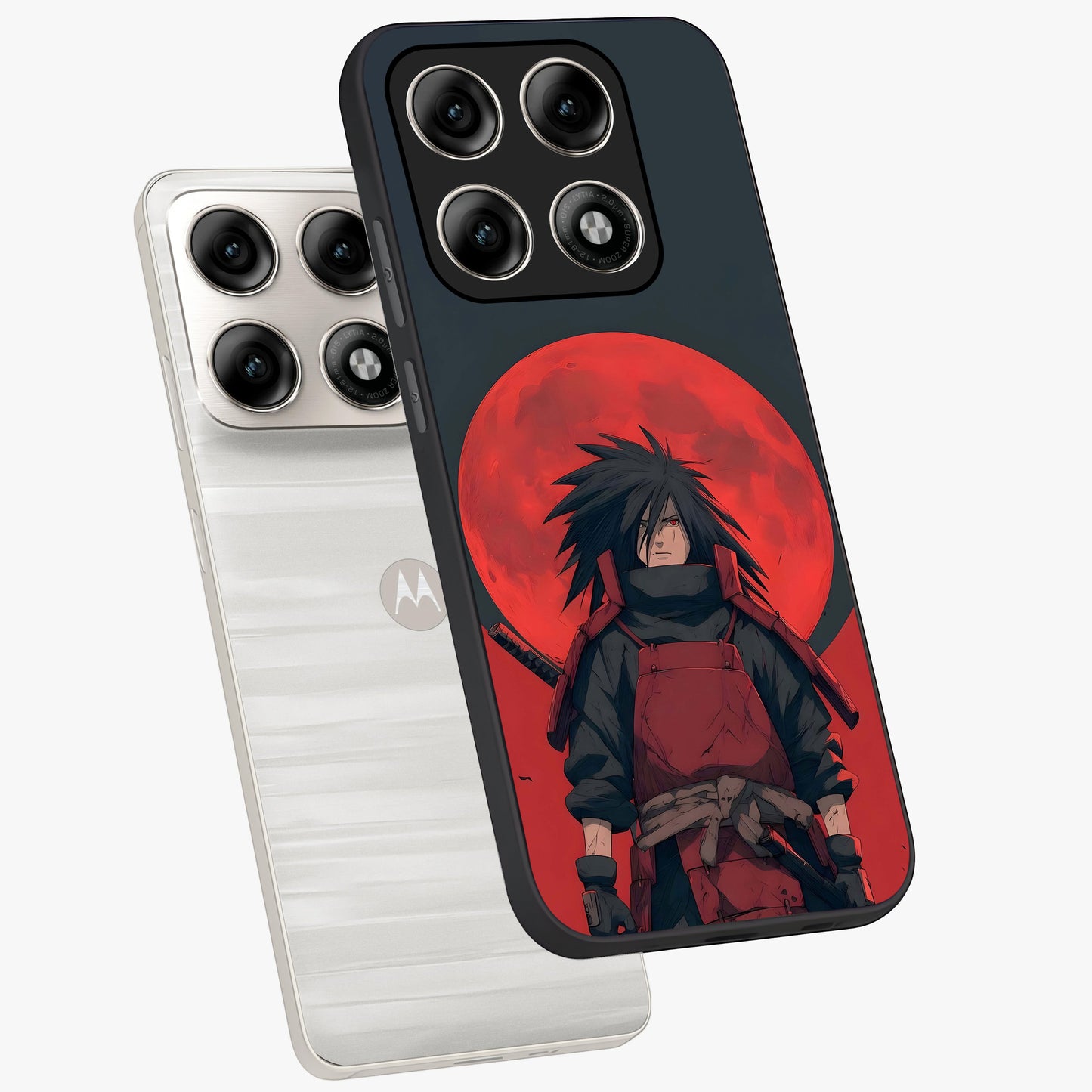 Crimson Moon Warlord Glass Case displayed in angled mockup highlighting dramatic crimson moon design with fantasy aesthetic.