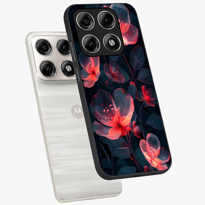 Dark Shade of Flower Glass Case displayed in angled mockup highlighting moody floral illustration with aesthetic dark tones.