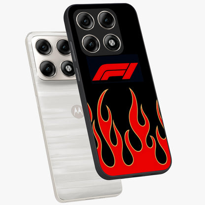 Fire F11 Glass Case displayed in angled mockup highlighting bold fire inspired graphic with energetic aesthetic style.