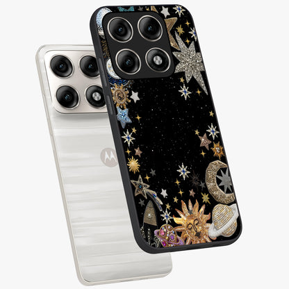 Galactic Jewel Stars Glass Case displayed in angled mockup highlighting shining celestial star design with cosmic aesthetic style.