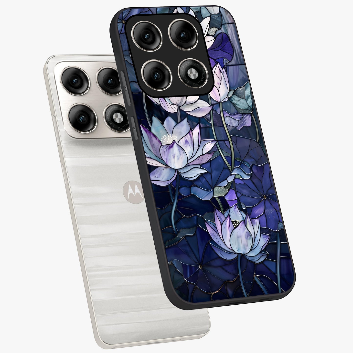 Gloss Petal Rush Glass Case displayed in angled mockup highlighting vibrant petal design with elegant floral aesthetic.