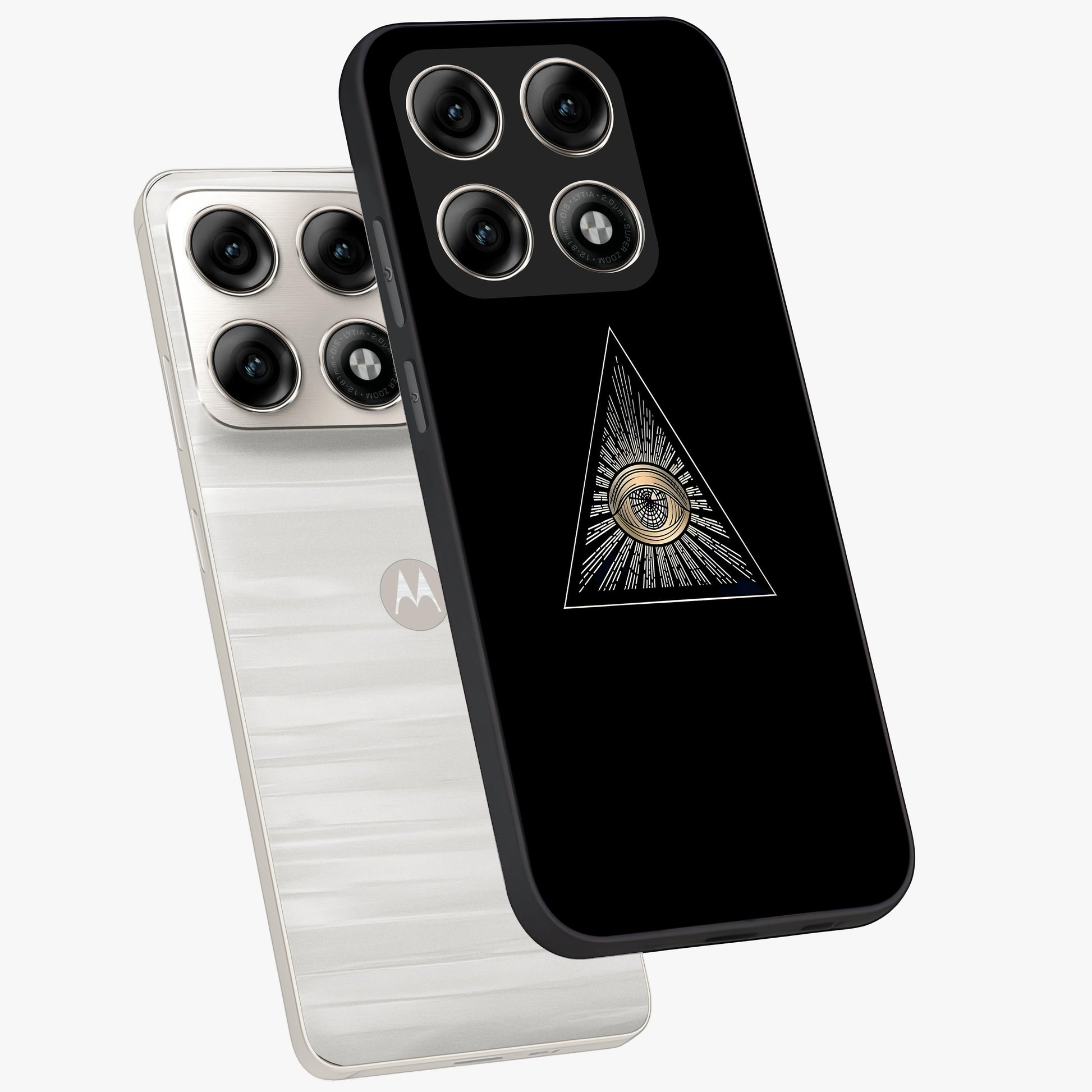 Illuminati Evil Glass Case displayed in angled mockup highlighting dark occult inspired design with bold aesthetic style.