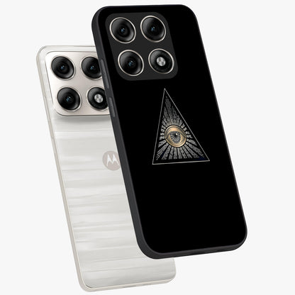 Illuminati Evil Glass Case displayed in angled mockup highlighting dark occult inspired design with bold aesthetic style.