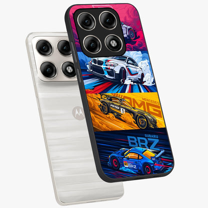 JDM Sports Car Glass Case displayed in angled mockup highlighting sleek Japanese racing car design with automotive aesthetic.