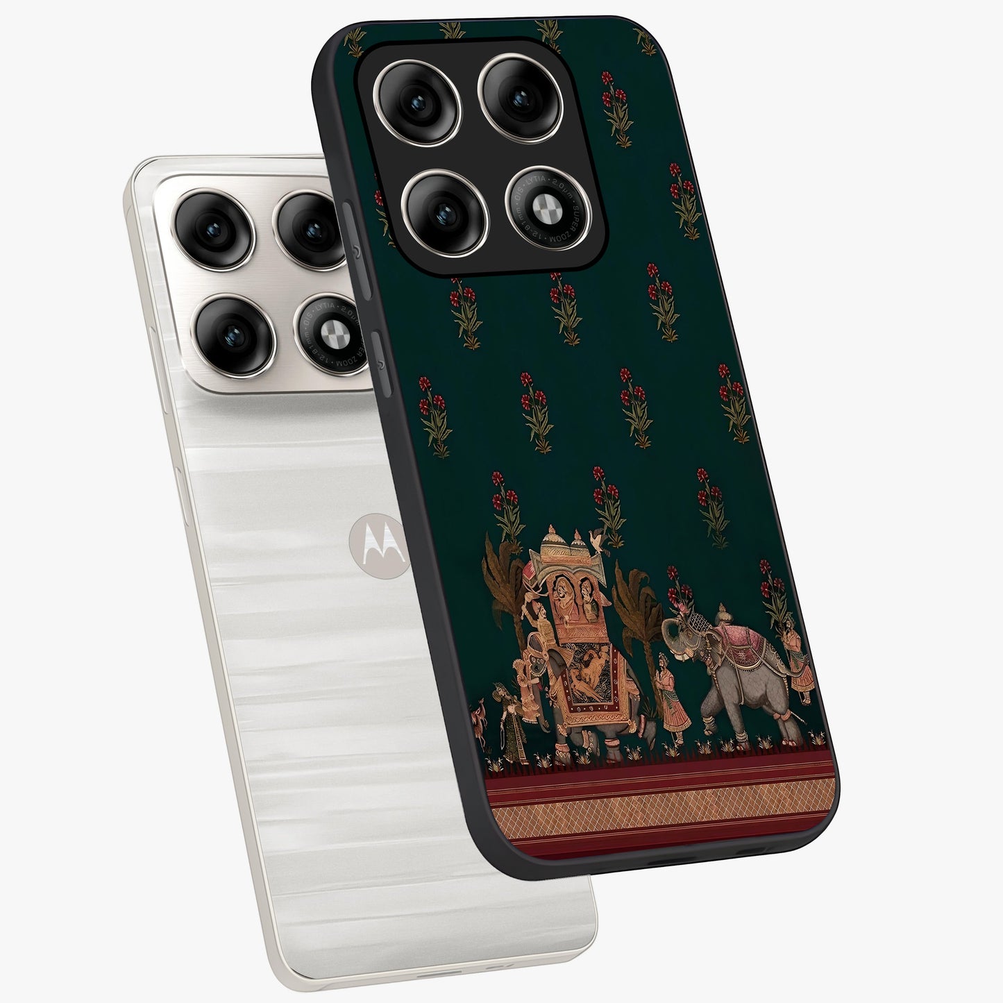 Macmerise Glass Case displayed in angled mockup highlighting trendy graphic design with sleek aesthetic style.