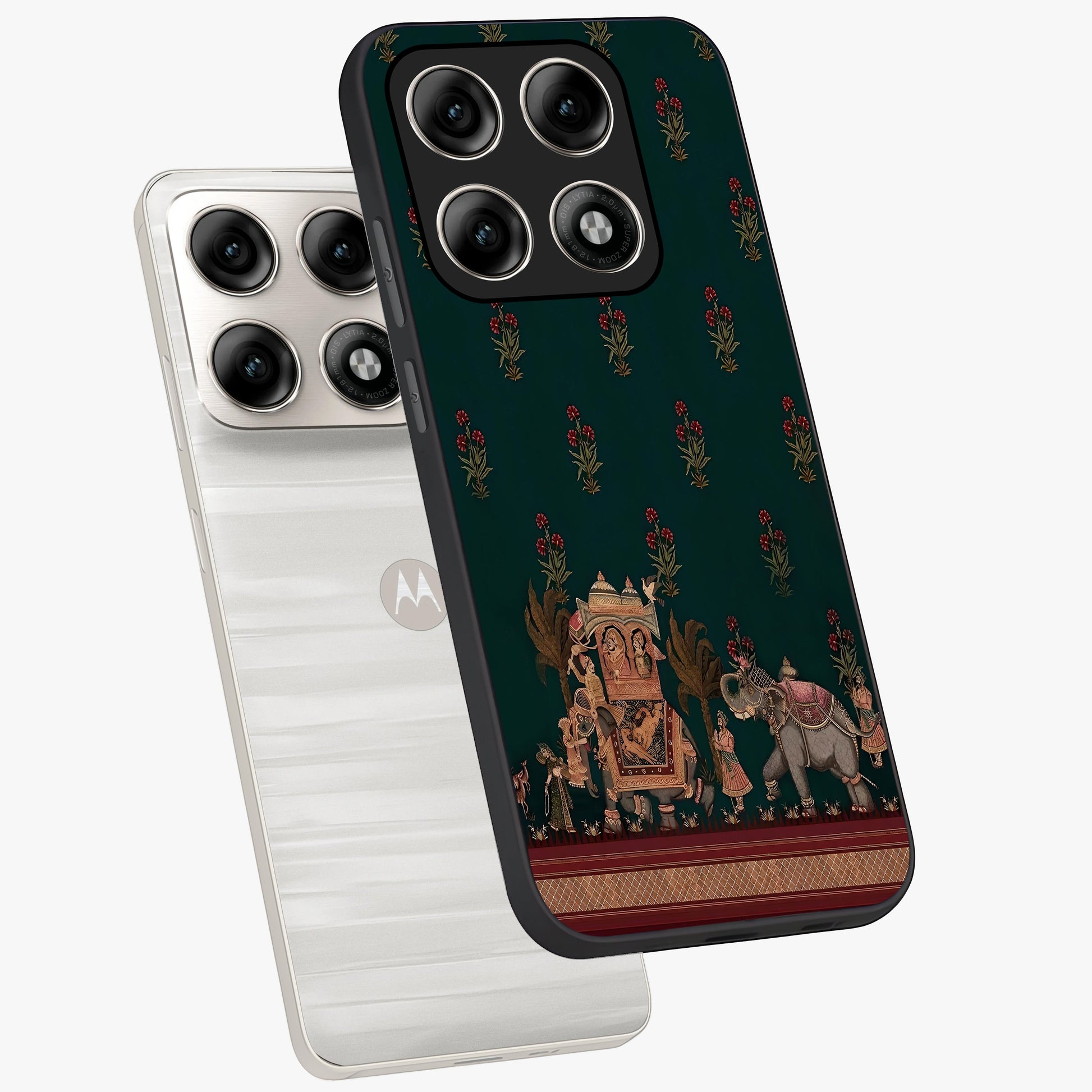 Macmerise Glass Case displayed in angled mockup highlighting trendy graphic design with sleek aesthetic style.