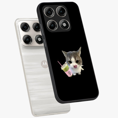 Matcha Cat Style Glass Case displayed in angled mockup highlighting playful feline design with pastel matcha aesthetic.