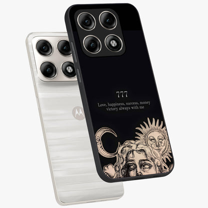 Mystic Victory Aura Glass Case displayed in angled mockup highlighting energetic aura design with bold mystical aesthetic.