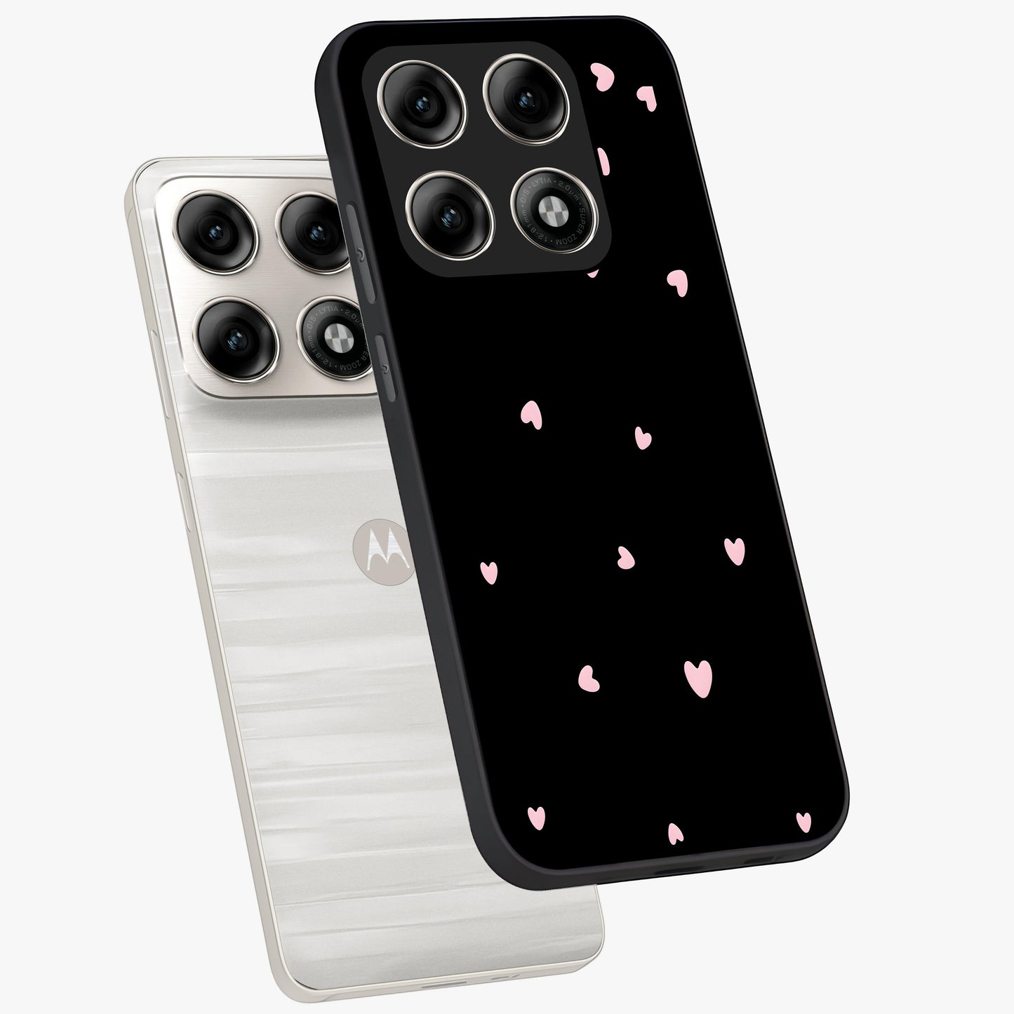 Pink Love Drops Glass Case displayed in angled mockup highlighting cute love drop design with vibrant pink aesthetic.
