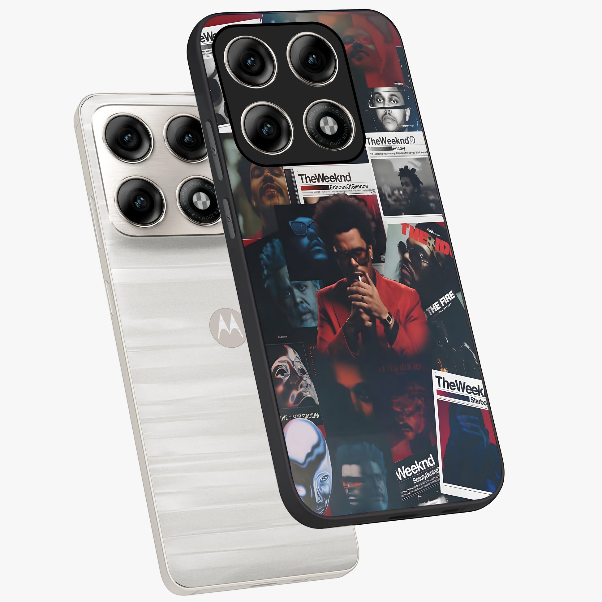 The Weeknd Glass Case displayed in angled mockup highlighting stylish pop culture inspired design with modern aesthetic.