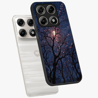Twilight Sakura Serenade Glass Case displayed in angled mockup highlighting delicate sakura flower design with dreamy aesthetic.