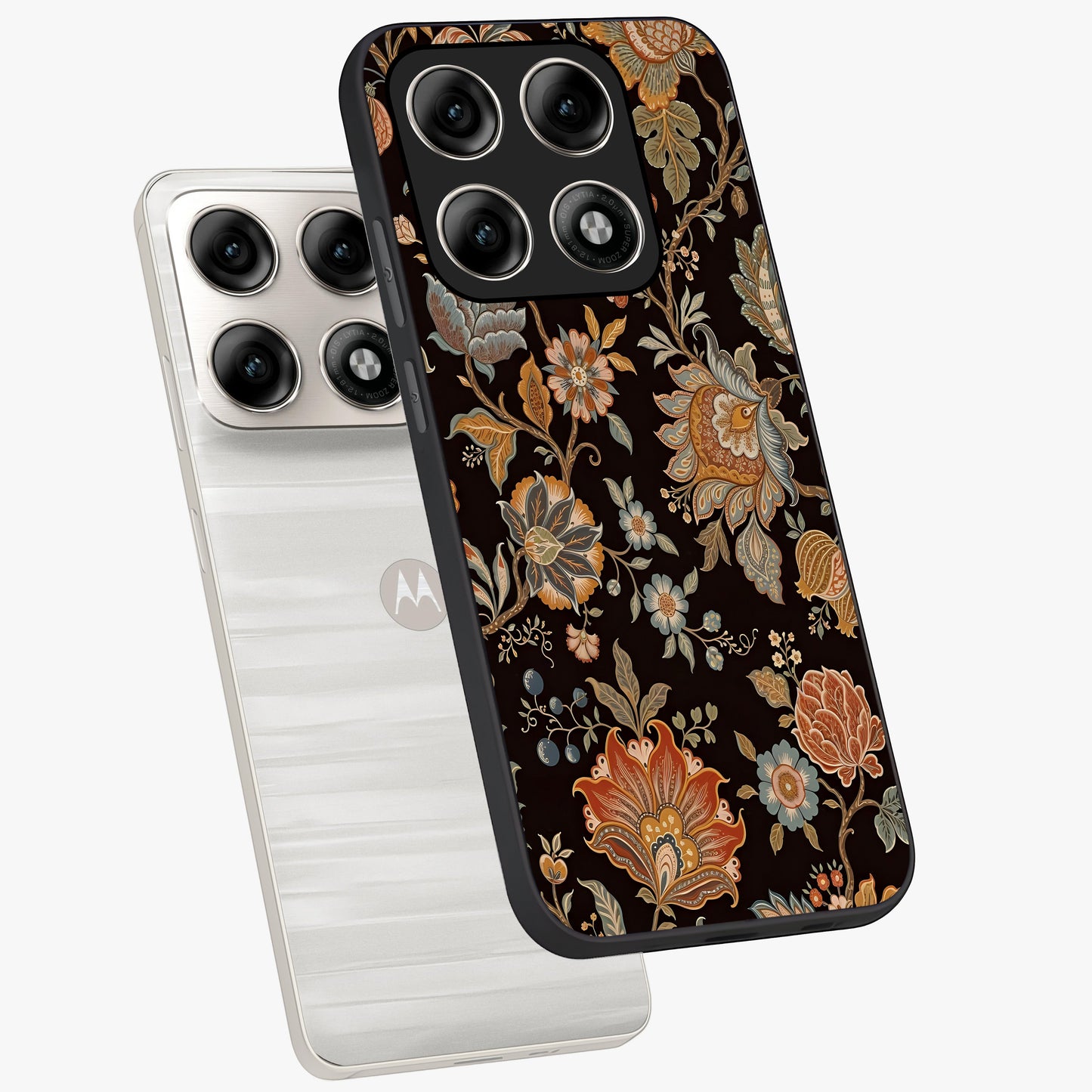Vintage Floral Dream Glass Case displayed in angled mockup highlighting elegant vintage flower design with soft aesthetic style.