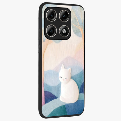 Cotton Dream Cat Glass Case upright view showcasing charming cat artwork with cozy dreamy theme.