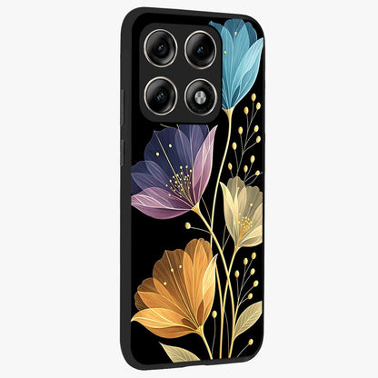 Delicate Multicolor Flowers Glass Case upright view showcasing delicate floral artwork with bright botanical theme.