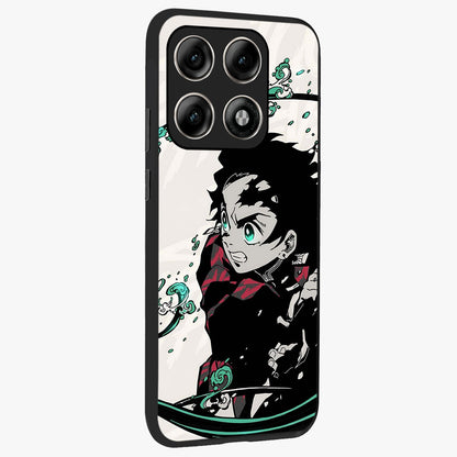 Demon Slayer Glass Case upright view showcasing powerful anime artwork with intense warrior theme.