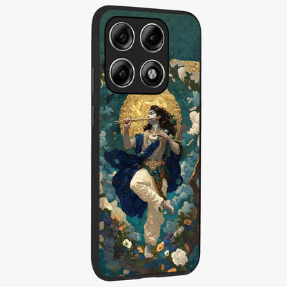 Divine Krishna Art Glass Case upright view showcasing divine Krishna artwork with sacred artistic theme.