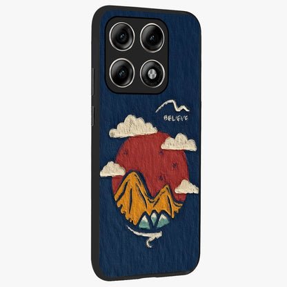 Dream Beyond Mountains Glass Case upright view showcasing beautiful mountain scenery with inspirational nature theme.