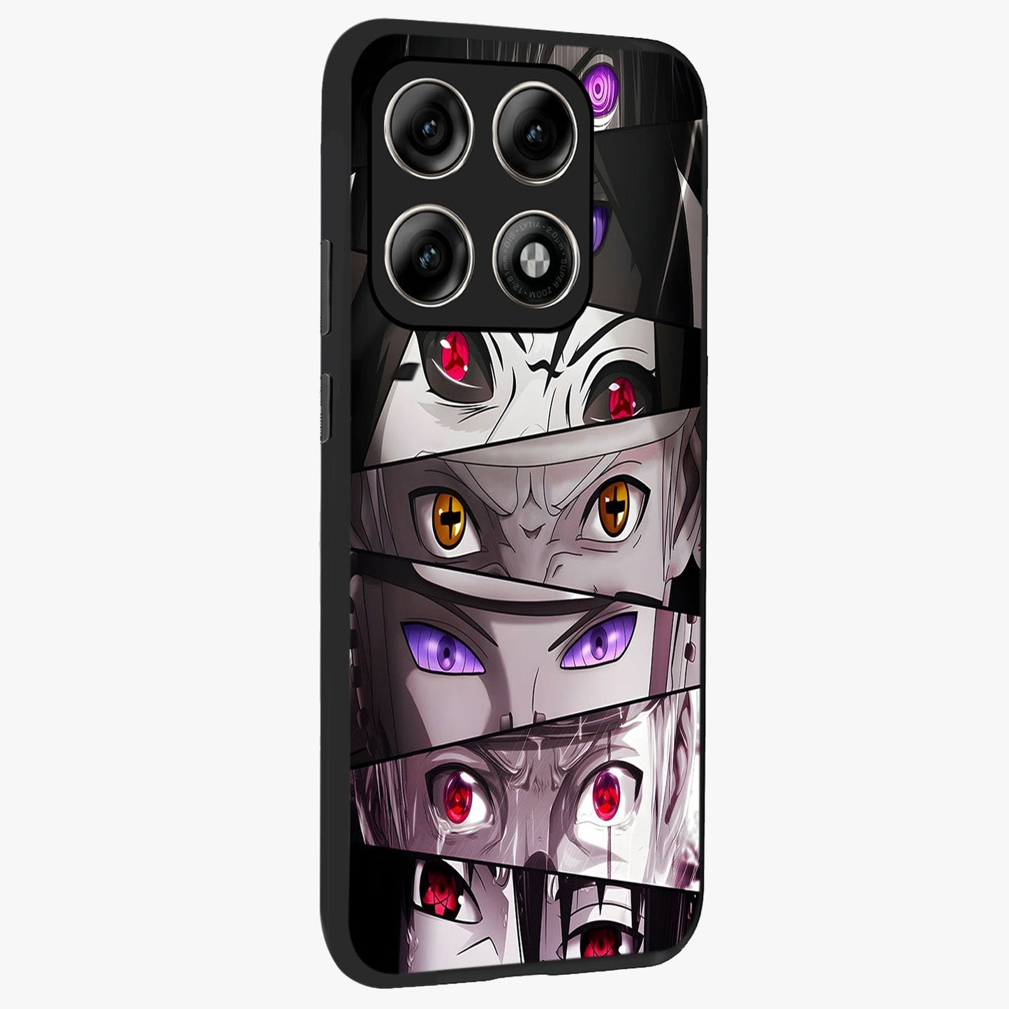 Eyes of Destiny Glass Case upright view showcasing symbolic eye artwork with dramatic artistic theme.