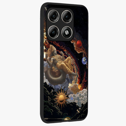 Galactic Divine God Glass Case upright view showcasing mystical divine artwork with dramatic cosmic theme.