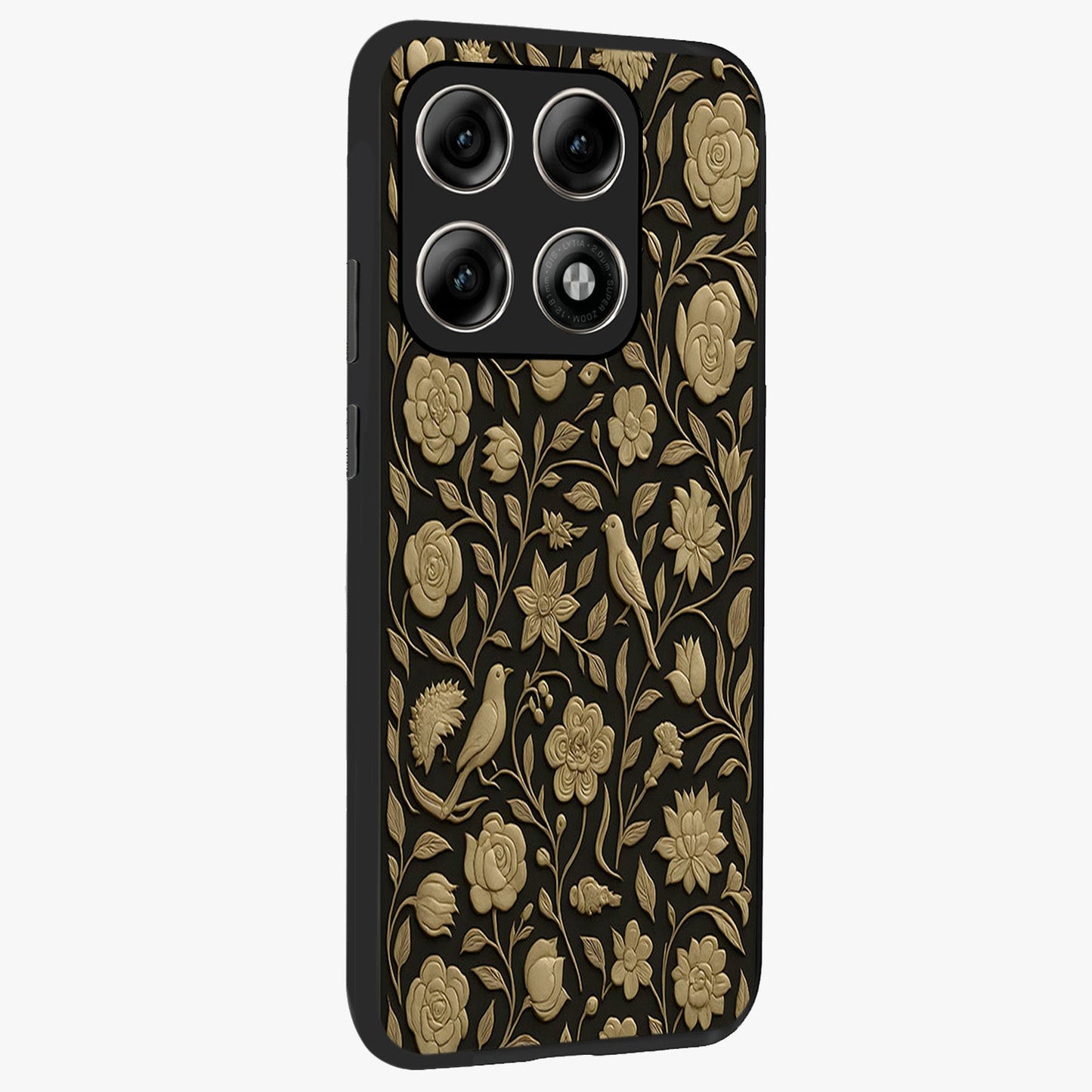 Golden Evil Eye Mandala Glass Case upright view showcasing decorative evil eye mandala artwork with spiritual aesthetic style.