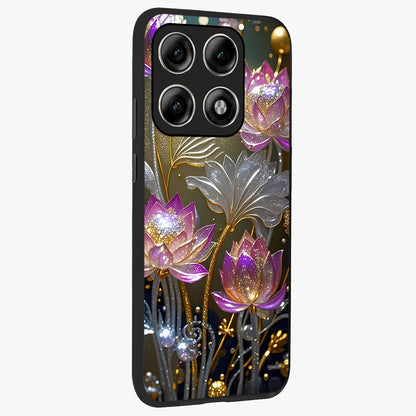Golden Floral Majesty Glass Case upright view showcasing majestic floral artwork with rich decorative theme.