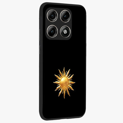 Golden Sun Minimalism Glass Case upright view showcasing haunting graveyard artwork with dramatic dark theme.